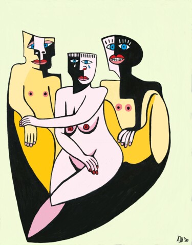 Digitale Kunst mit dem Titel "Threesome" von Andries De Jong, Original-Kunstwerk, Digitale Malerei
