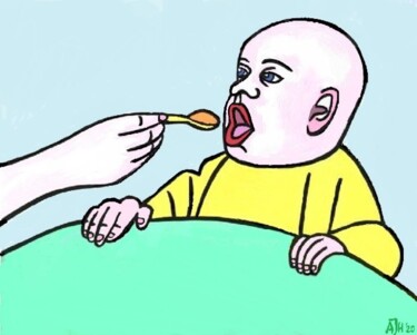 Digital Arts titled "Feeding your child" by Andries De Jong, Original Artwork, Digital Painting