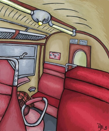 Arte digital titulada "Train compartment o…" por Andries De Jong, Obra de arte original, Pintura Digital