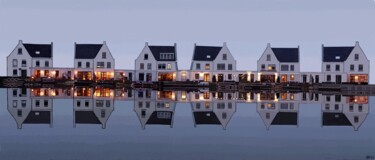 Arts numériques intitulée "Night view of lake…" par Andries De Jong, Œuvre d'art originale, Peinture numérique