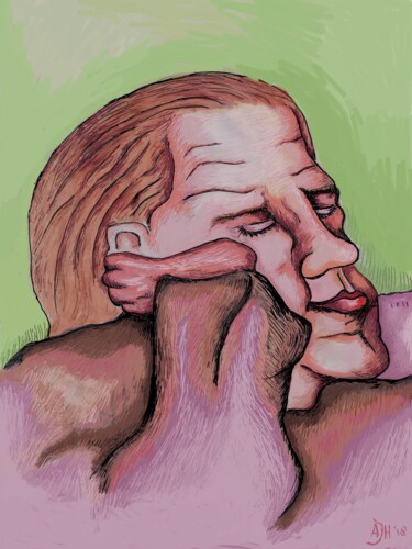 Digital Arts titled "Sleeping old man" by Andries De Jong, Original Artwork, Digital Painting
