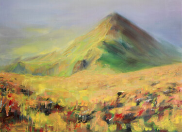 Painting titled "Yellow mountains" by Andrii Bryzhak, Original Artwork, Oil