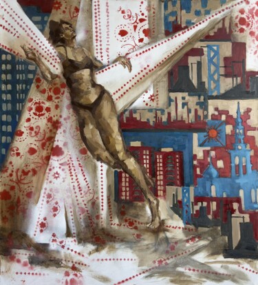 Картина под названием "The Second" - Andrii Davydenko, Подлинное произведение искусства, Масло Установлен на Деревянная рама…