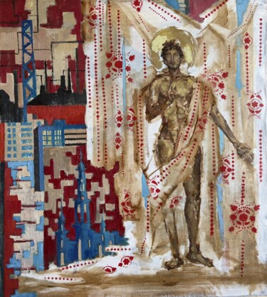 Pittura intitolato "The First" da Andrii Davydenko, Opera d'arte originale, Olio Montato su Telaio per barella in legno