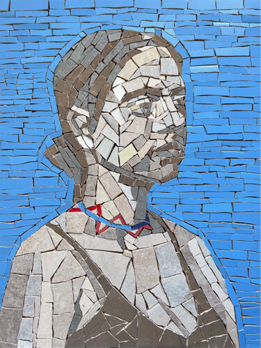 "Portrait of Halyna,…" başlıklı Heykel Andrii Davydenko tarafından, Orijinal sanat, Mozaik Ahşap Sedye çerçevesi üzerine mon…