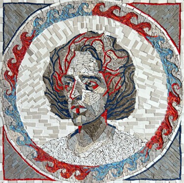 Escultura intitulada "Portrait in Stone" por Andrii Davydenko, Obras de arte originais, Mosaico Montado em Outro painel rígi…