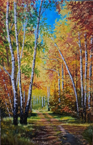 Painting titled "Autumn" by Andrii Kovalev, Original Artwork, Acrylic Mounted on Wood Stretcher frame