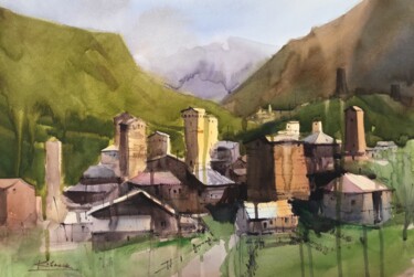 Painting titled "Tears of Svaneti. U…" by Andrii Kovalyk, Original Artwork, Watercolor