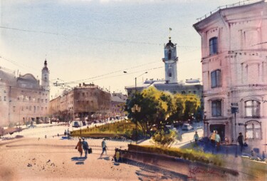 Картина под названием "Родной город Чернов…" - Andrii Kovalyk, Подлинное произведение искусства, Акварель