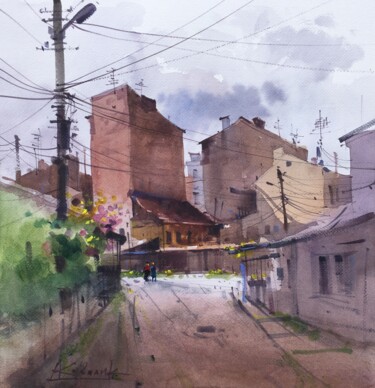 Painting titled "Picturesque corner,…" by Andrii Kovalyk, Original Artwork, Watercolor