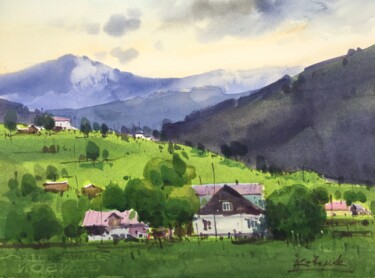 Painting titled "In the Carpathian M…" by Andrii Kovalyk, Original Artwork, Watercolor