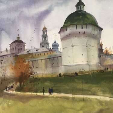 Painting titled "Spiritual Fortress.…" by Andrii Kovalyk, Original Artwork, Watercolor
