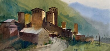 Painting titled "Picturesque Svaneti…" by Andrii Kovalyk, Original Artwork, Watercolor
