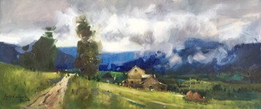 Painting titled "Low clouds. Carpath…" by Andrii Kovalyk, Original Artwork, Oil