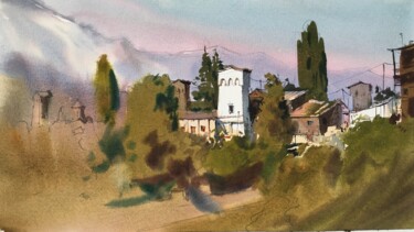 Painting titled "Morning in Georgia" by Andrii Kovalyk, Original Artwork, Watercolor