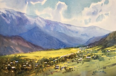 Painting titled "Svaneti of mountains" by Andrii Kovalyk, Original Artwork, Watercolor