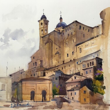 Painting titled "Urbino. Italy" by Andrii Kovalyk, Original Artwork, Watercolor