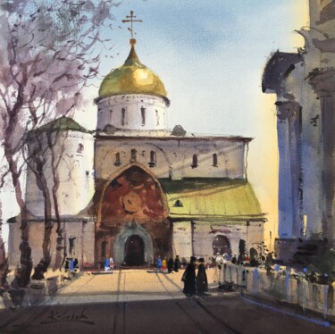 Картина под названием "Trinity Cathedral o…" - Andrii Kovalyk, Подлинное произведение искусства, Акварель