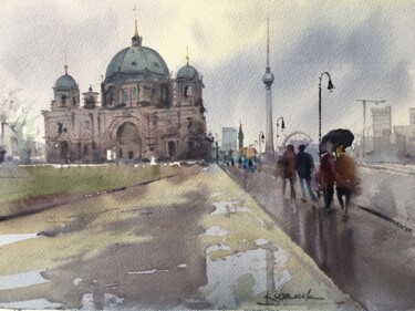 Painting titled "Berliner Dom" by Andrii Kovalyk, Original Artwork, Watercolor