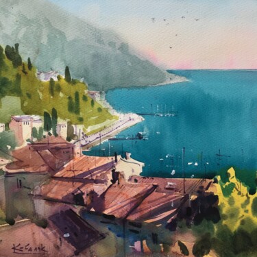 Ζωγραφική με τίτλο "Riva del Garda. Ita…" από Andrii Kovalyk, Αυθεντικά έργα τέχνης, Ακουαρέλα