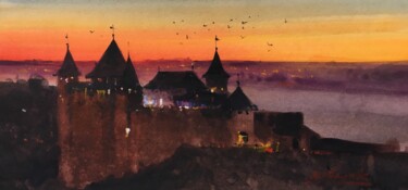 Painting titled "Evening Fantasy 2.…" by Andrii Kovalyk, Original Artwork, Watercolor