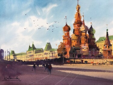 Painting titled "St. Basil's Cathedr…" by Andrii Kovalyk, Original Artwork, Watercolor