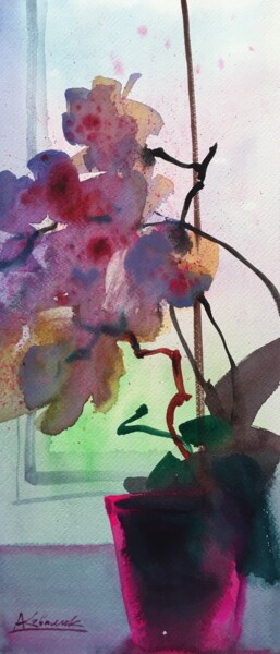 Schilderij getiteld "Flowers Fantasy" door Andrii Kovalyk, Origineel Kunstwerk, Aquarel