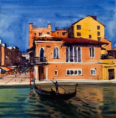 Malerei mit dem Titel "Venetian motif" von Andrii Kovalyk, Original-Kunstwerk, Aquarell