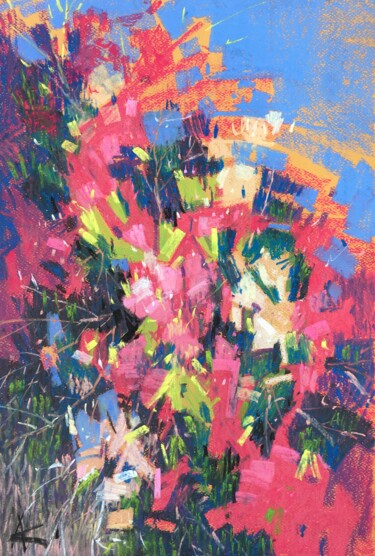 Malerei mit dem Titel "Floral abstraction" von Andrii Kovalyk, Original-Kunstwerk, Pastell