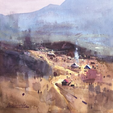Painting titled "Carpathian Mountain…" by Andrii Kovalyk, Original Artwork, Watercolor