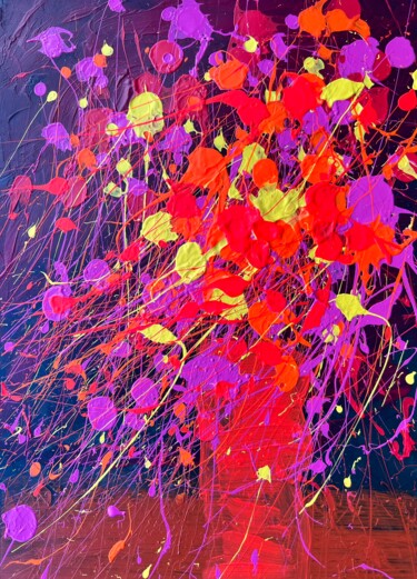 Картина под названием "Abstract Flowers se…" - Andrii Kovalyk, Подлинное произведение искусства, Акрил
