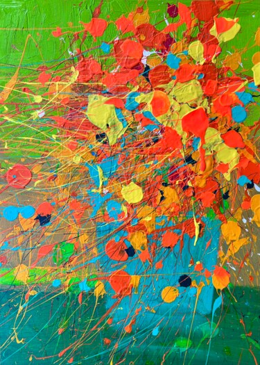 Картина под названием "Abstract Flowers se…" - Andrii Kovalyk, Подлинное произведение искусства, Акрил