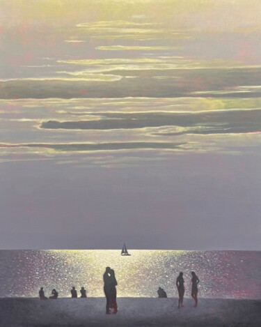 Malerei mit dem Titel "A quiet romantic ni…" von Andrii Kovalyk, Original-Kunstwerk, Öl