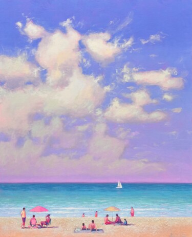Painting titled "Joyful Summer day a…" by Andrii Kovalyk, Original Artwork, Oil Mounted on Wood Stretcher frame