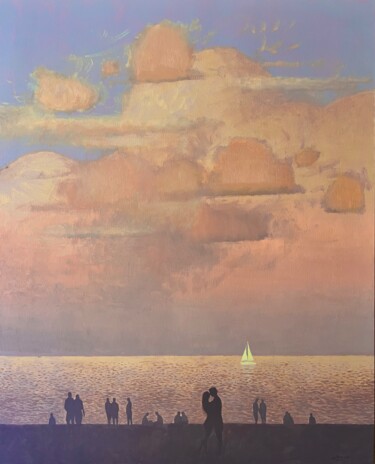 Pittura intitolato "A golden-peach roma…" da Andrii Kovalyk, Opera d'arte originale, Olio Montato su Telaio per barella in l…
