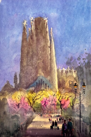 Malerei mit dem Titel "A spring morning wi…" von Andrii Kovalyk, Original-Kunstwerk, Aquarell