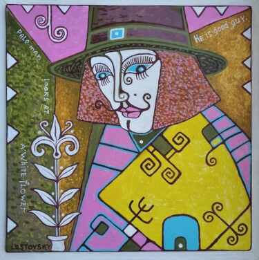 Painting titled "Pale person." by Andrii Lastovskyi, Original Artwork, Acrylic Mounted on Wood Panel