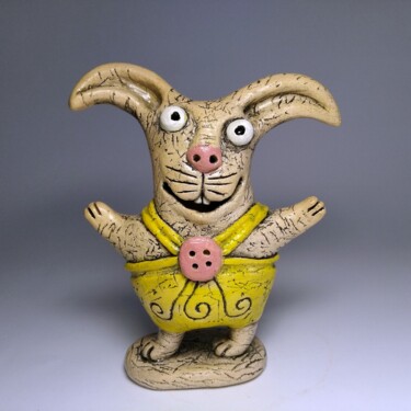 Skulptur mit dem Titel "Cheerful rabbit. Th…" von Andrii Lastovskyi, Original-Kunstwerk, Keramik
