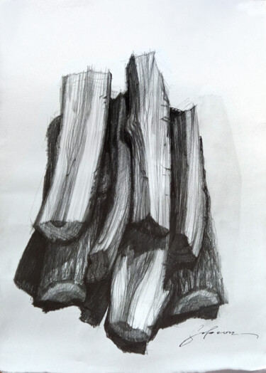 Disegno intitolato "Firewood01" da Andrii Safonov, Opera d'arte originale, Matita
