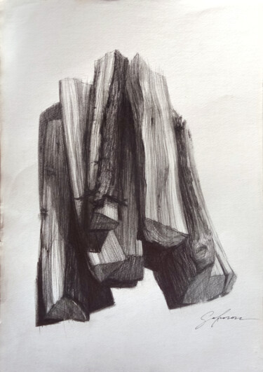 Drawing titled "Firewood03" by Andrii Safonov, Original Artwork, Pencil