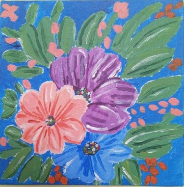 Painting titled "Flowers" by Andrii Stadnyk, Original Artwork, Acrylic