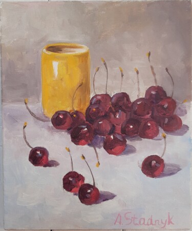 Peinture intitulée "Cherries" par Andrii Stadnyk, Œuvre d'art originale, Huile