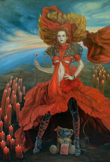 Картина под названием "Flame" - Andrii Zhukov, Подлинное произведение искусства, Масло