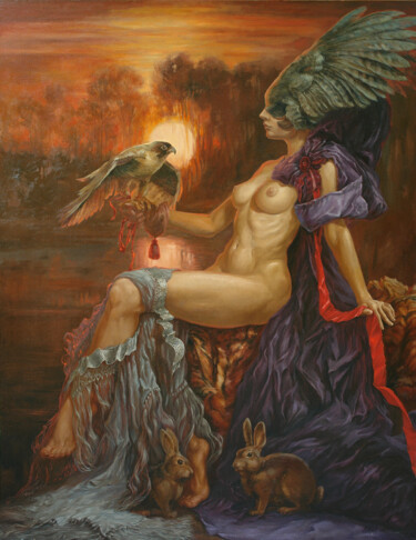 Ζωγραφική με τίτλο "Diana" από Andrii Zhukov, Αυθεντικά έργα τέχνης, Λάδι