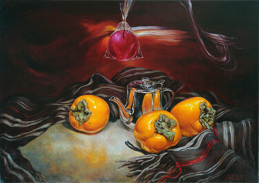 Schilderij getiteld "Warm Still Life" door Andrii Zhukov, Origineel Kunstwerk, Olie