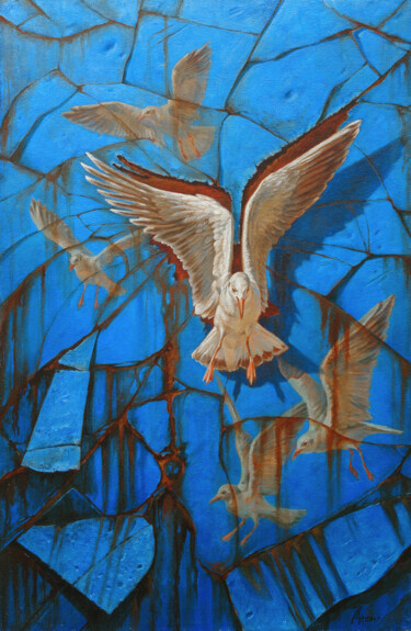 Картина под названием "Seagull" - Andrii Zhukov, Подлинное произведение искусства, Масло