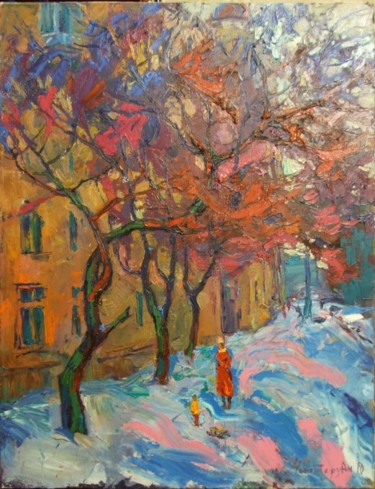 Картина под названием "Winter" - Andriy Chebotaru, Подлинное произведение искусства, Масло