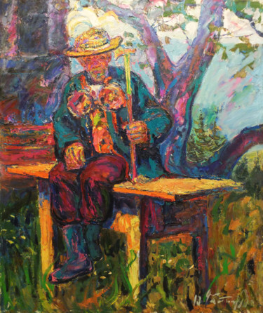 Картина под названием "Portrait of an old…" - Andriy Chebotaru, Подлинное произведение искусства, Масло