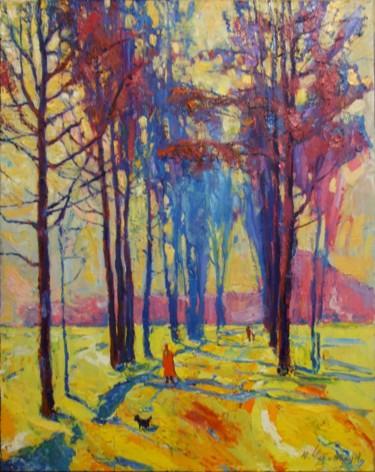 Malerei mit dem Titel "Winter in the park" von Andriy Chebotaru, Original-Kunstwerk, Öl