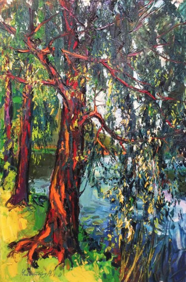 Painting titled "Willow" by Andriy Chebotaru, Original Artwork, Oil